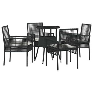 vidaXL Ensemble de salle à manger pour jardin 5 Pièces Noir polyrotin