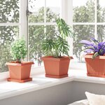 vidaXL Pots de plantes 6 Pièces Rouge brique 20 x 20 x 16 cm Plastique