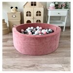 Piscine à balles en velours 90 cm rose + 200 balles