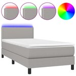 vidaXL Sommier à lattes de lit avec matelas et LED Gris clair 90x190cm