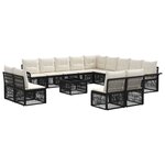 vidaXL Ensemble de canapé de jardin 14 Pièces Noir polyrotin