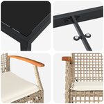 vidaXL Ensemble de salle à manger de jardin de 7 pièces avec coussins Beige en rotin poly