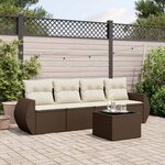 vidaXL Salon de jardin avec coussins 5 Pièces marron résine tressée