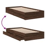 vidaXL Cadre de lit et tiroirs chêne marron 100x200 cm bois ingénierie