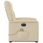 vidaXL Fauteuil inclinable de massage électrique Crème Tissu