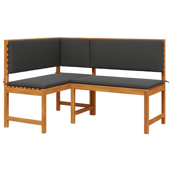 vidaXL Banc d'angle de jardin avec coussins  140x100x91 cm  en bois massif d'acacia.