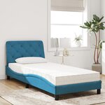 vidaXL Lit avec matelas bleu 90x200 cm velours