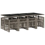 vidaXL Ensemble à manger de jardin coussins 13 Pièces gris résine tressée