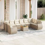 vidaXL Salon de jardin 11 Pièces avec coussins beige résine tressée