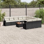 vidaXL Salon de jardin 12 Pièces avec coussins noir résine tressée