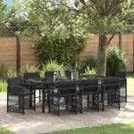 vidaXL Ensemble de salle à manger pour jardin 9 Pièces Noir polyrotin