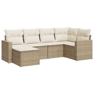 vidaXL Salon de jardin avec coussins 6 Pièces beige résine tressée
