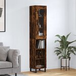 vidaXL Buffet haut Chêne fumé 34 5x34x180 cm Bois d'ingénierie