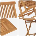 vidaXL Ensemble Bistro de Jardin Pliable 3 Pièces en Bois Massif d'Acacia