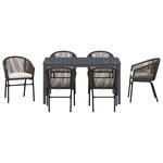 vidaXL Ensemble de salle à manger pour jardin 7 Pièces Marron Poly rotin