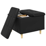 vidaXL Pouf de rangement avec coussin Noir 60 x 60 x 45 cm Simili cuir