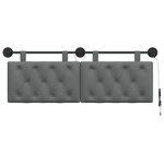 vidaXL Tête de lit suspendue Avec lumière LED Gris foncé Tissu