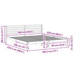 vidaXL Cadre de lit Marron 180 x 220 cm Bois massif en pin