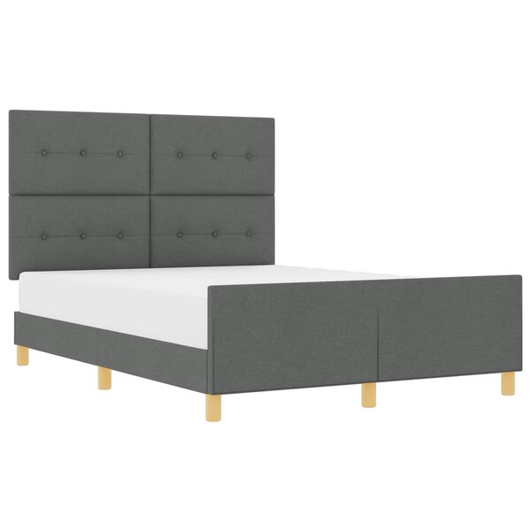 vidaXL Cadre de lit avec tête de lit Gris foncé 140 x 200 cm tissu