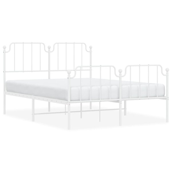 vidaXL Cadre de lit métal avec tête de lit/pied de lit blanc 140x190cm