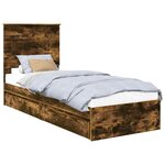 vidaXL Lit de Rangement Chêne fumé 75 x 190 cm Bois d'ingénierie