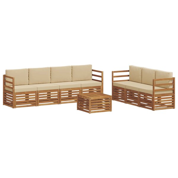 vidaXL Ensembles de canapés 8 pc Naturel et Beige Bois d'Acacia Massif