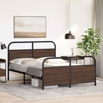 vidaXL Cadre de lit en métal sans matelas chêne marron 140x190 cm