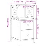 vidaXL Table de chevet chêne artisanal 34x35 5x70 cm bois d'ingénierie