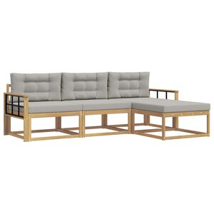 vidaXL Ensemble de canapés d'extérieur 4 Pièces Blanc et gris clair