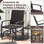 Meubles 3 pièces de patio coulissants charge 180 kg salon de jardin 2 fauteuils en rotin avec mousse à séchage rapide en verre trempé marron 20_0008898