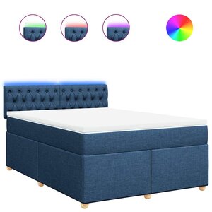 vidaXL Sommier à lattes de lit avec matelas Bleu 140x190 cm Tissu