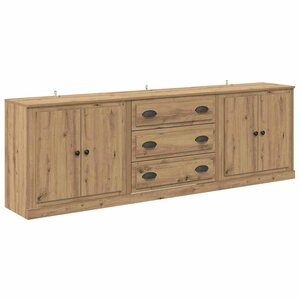 vidaXL Buffets avec tiroir 3 Pièces Bois Ancien 210 x 35 5 x 67 5 cm