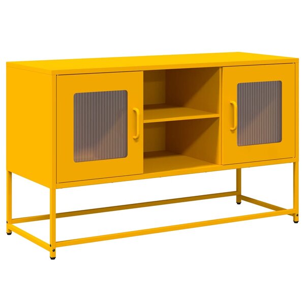 vidaXL Meuble TV jaune moutarde 100 5x39x60 5 cm acier