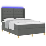 vidaXL Lit à ressorts avec bandes LED Gris 140 x 190 cm tissu