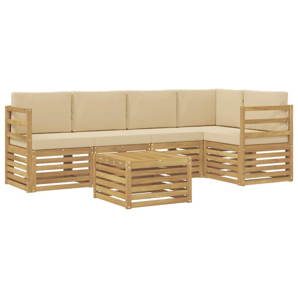 vidaXL Ensemble de canapés d'extérieur 6 Pièces Blanc et Beige