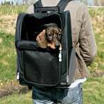 TRIXIE Sac à dos à roulettes pour animaux de compagnie Noir et gris