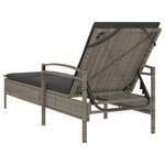 vidaXL Chaise longue avec coussin gris 63x200x81 cm résine tressée