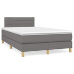vidaXL Sommier à lattes de lit matelas LED gris foncé 120x190 cm tissu