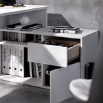 Bureau d'angle reversible 1 tiroir + 1 porte - Blanc - 139 x 92 x Hauteur 75 cm - ROX