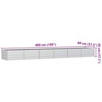 vidaXL Lit surélevé de jardin 480x80x45 cm Acier galvanisé Argenté