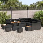 vidaXL Ensemble de canapé de jardin 12 Pièces Noir polyrotin