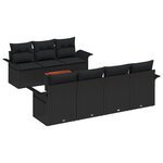 vidaXL Ensemble de 8 Canapés de Jardin avec Coussins en Noir Poly Rattan