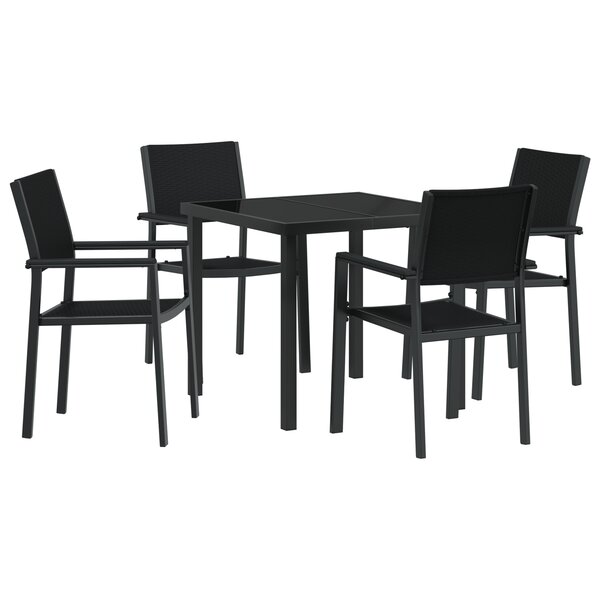 vidaXL Ensemble de salle à manger de jardin 5 pièces Noir Poly Rotin
