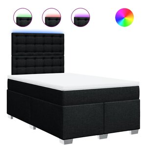 vidaXL Sommier à lattes de lit avec matelas noir 120x190 cm tissu