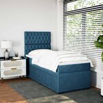 vidaXL Sommier à lattes de lit avec matelas bleu 100x200 cm