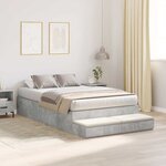 vidaXL Cadre de lit avec rangement Gris béton 236.5 x 120 x 31.5 cm