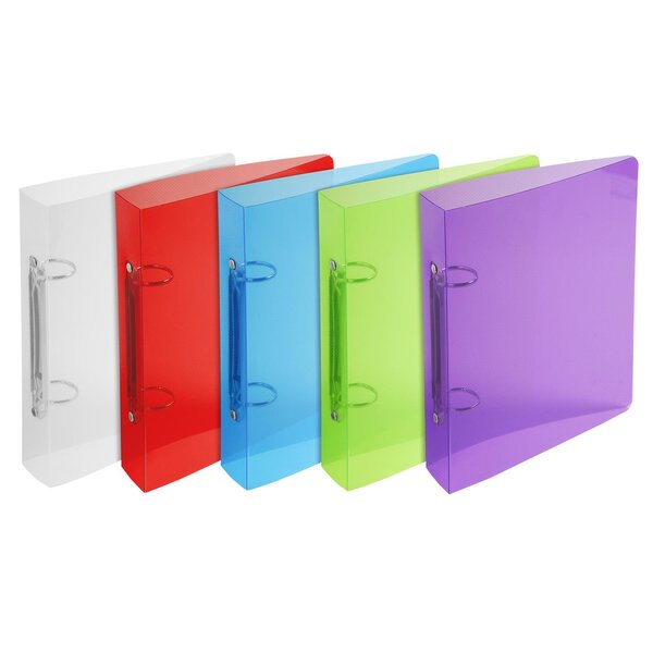 Classeur PP CRISTAL 23X22 2 Anneaux 30mm Ecart.80mm Translucide Assorties x 15 EXACOMPTA