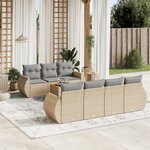 vidaXL Salon de jardin avec coussins 8 Pièces beige résine tressée