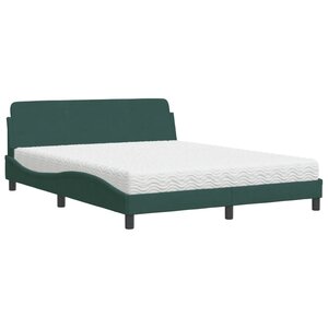 vidaXL Lit avec matelas Dover vert foncé 160x200 cm velours