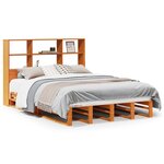 vidaXL Lit bibliothèque sans matelas cire marron 135x190cm bois massif